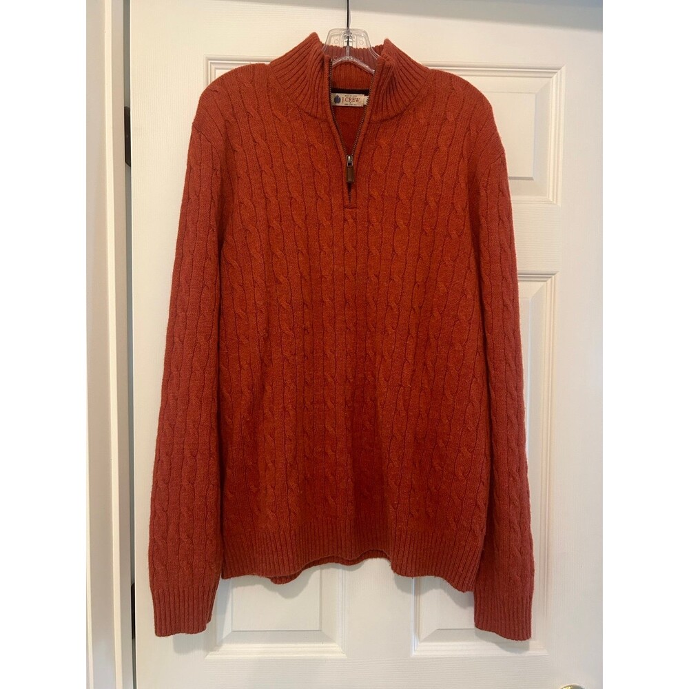 J. Crew Mens Quarter Zip Wool Sweater Size L